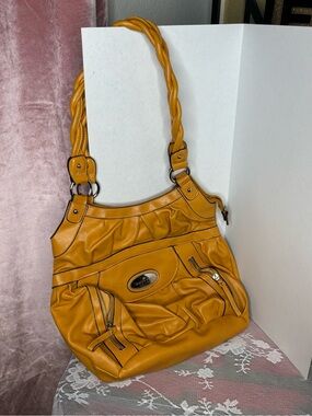 Mustard Yellow Shoulder Bag with Twisted Straps